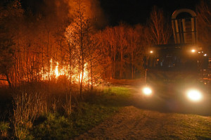 Grote takkenbult in de brand bij trialbaan