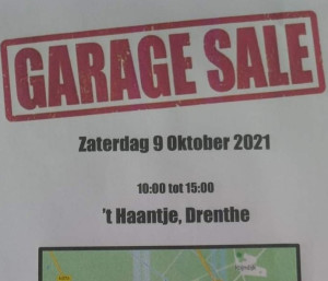 Garagesale in 't Haantje op 9 oktober