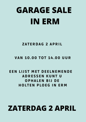 Garage Sale op 2 april in Erm