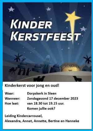 Kinderkerstfeest op 17 december in Sleen