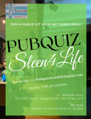 Pubquiz Sleen4life op 26 januari uitverkocht